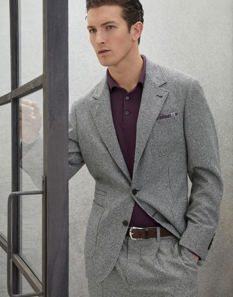 BRUNELLO CUCINELLI MEN'S LIGHT GREY WOOL JACKET