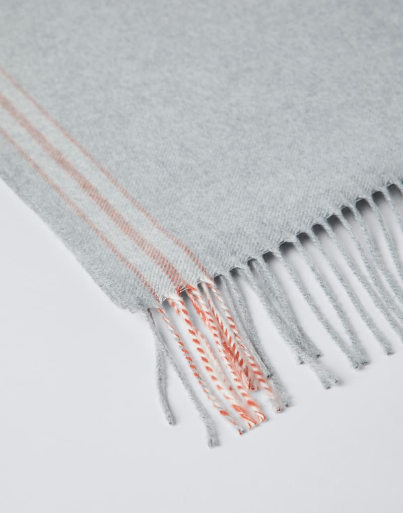 BRUNELLO CUCINELLI MEN'S LIGHT GREY SILK SCARF