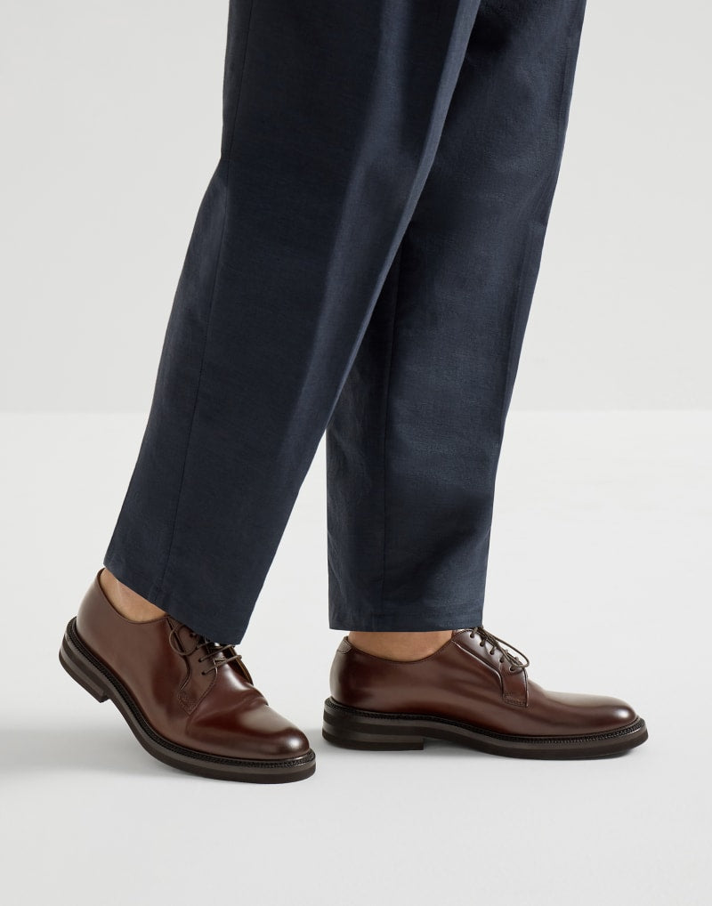 BRUNELLO CUCINELLI MEN'S MUD LEATHER DERBY SHOES