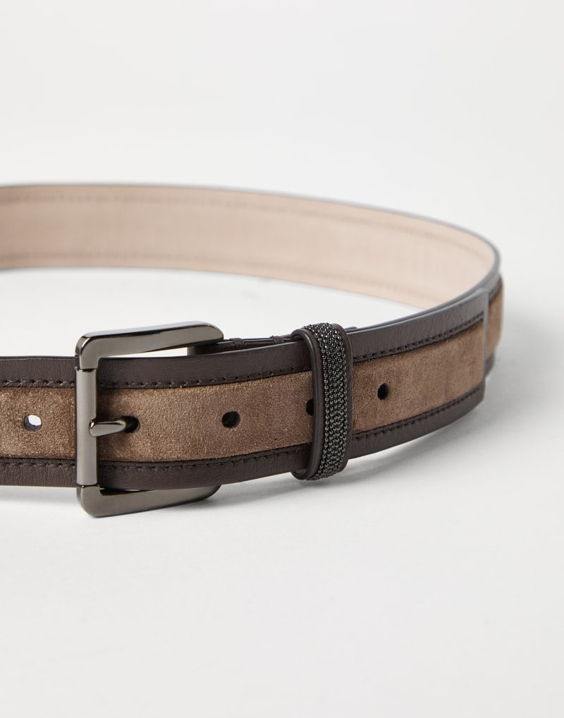 BRUNELLO CUCINELLI WOMEN'S BROWN LEATHER SUEDE BELT