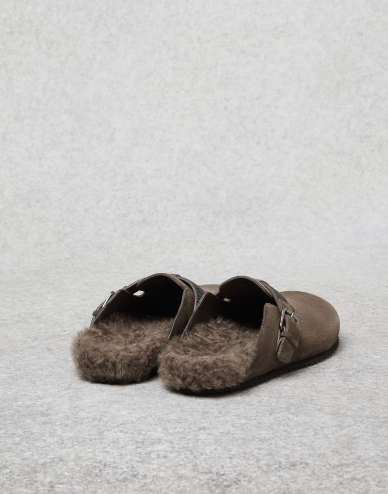 BRUNELLO CUCINELLI WOMEN'S MEDIUM BROWN SUEDE SLIP ON SHOES