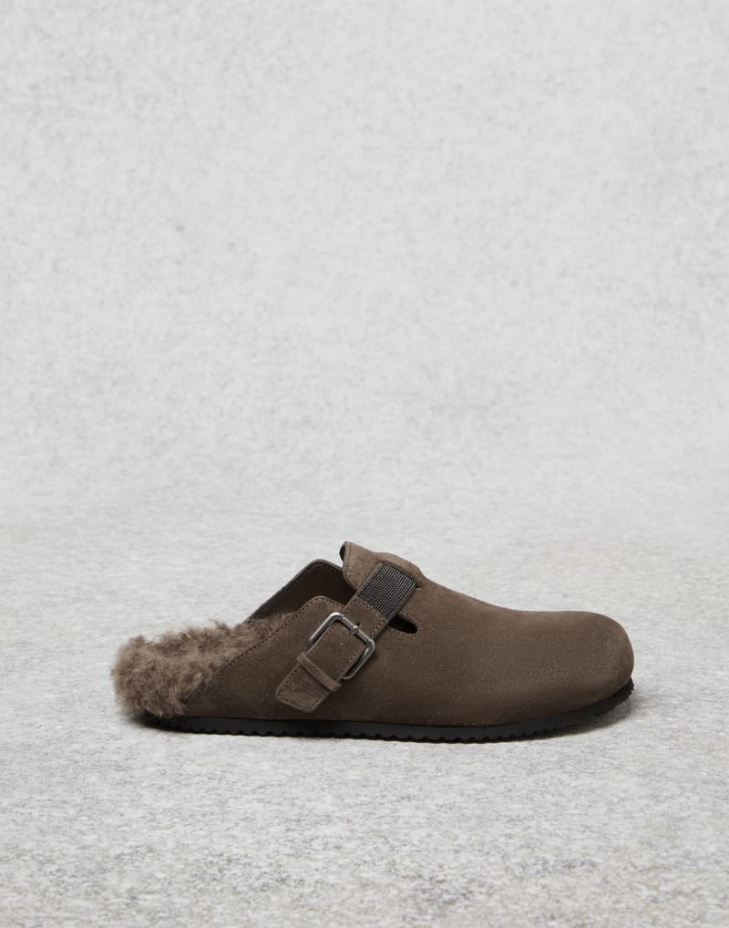 BRUNELLO CUCINELLI WOMEN'S MEDIUM BROWN SUEDE SLIP ON SHOES