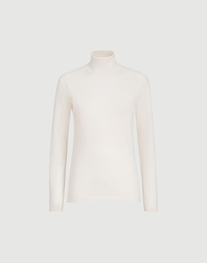 BRUNELLO CUCINELLI WOMEN'S WHITE WOOL SILK TURTLENECK SWEATER
