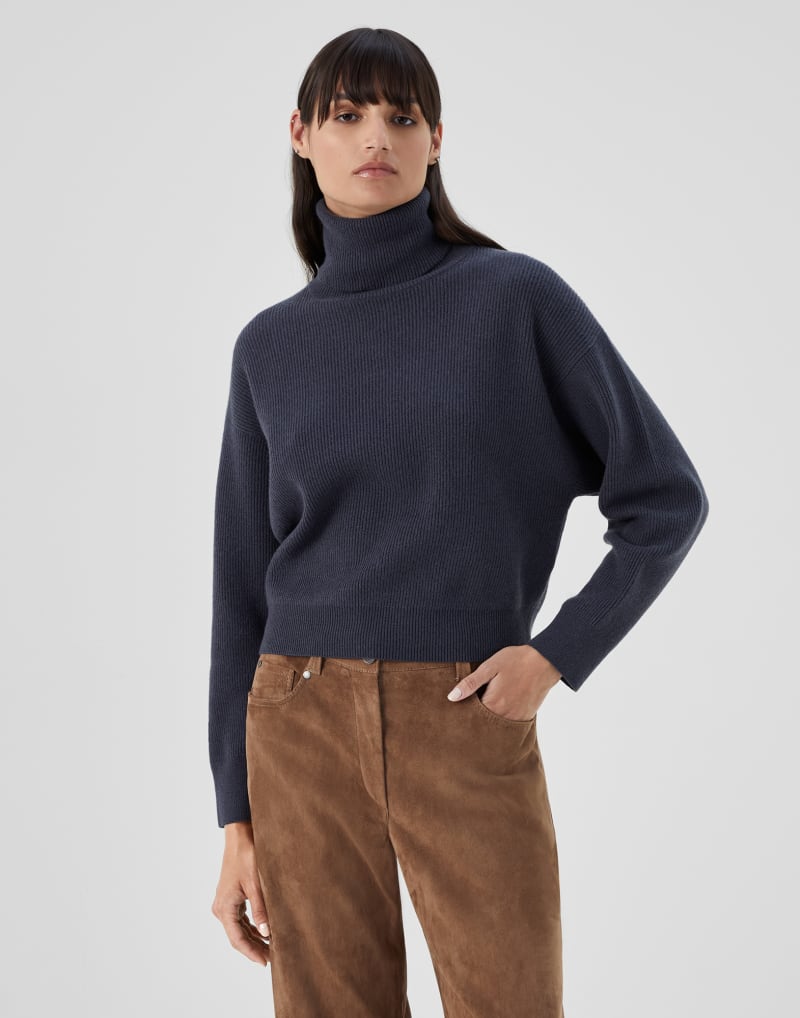 BRUNELLO CUCINELLI WOMEN'S NIGHT WOOL SILK BLEND TURTLENECK SWEATER