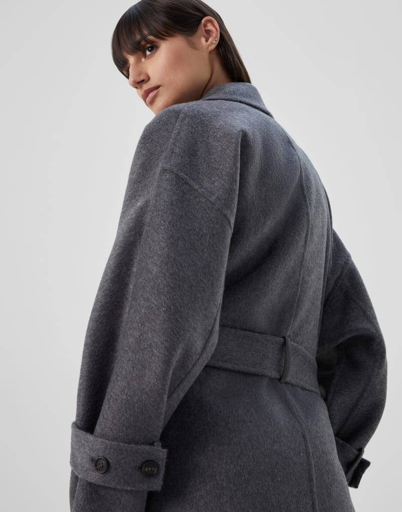 BRUNELLO CUCINELLI WOMEN'S LEAD WOOL BELTED LONG COAT