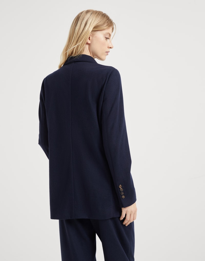 BRUNELLO CUCINELLI WOMEN'S NAVY WOOL TAILORED BLAZER