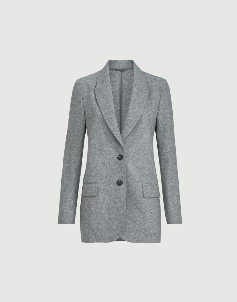 BRUNELLO CUCINELLI WOMEN'S DARK GREY WOOL RELAXED BLAZER