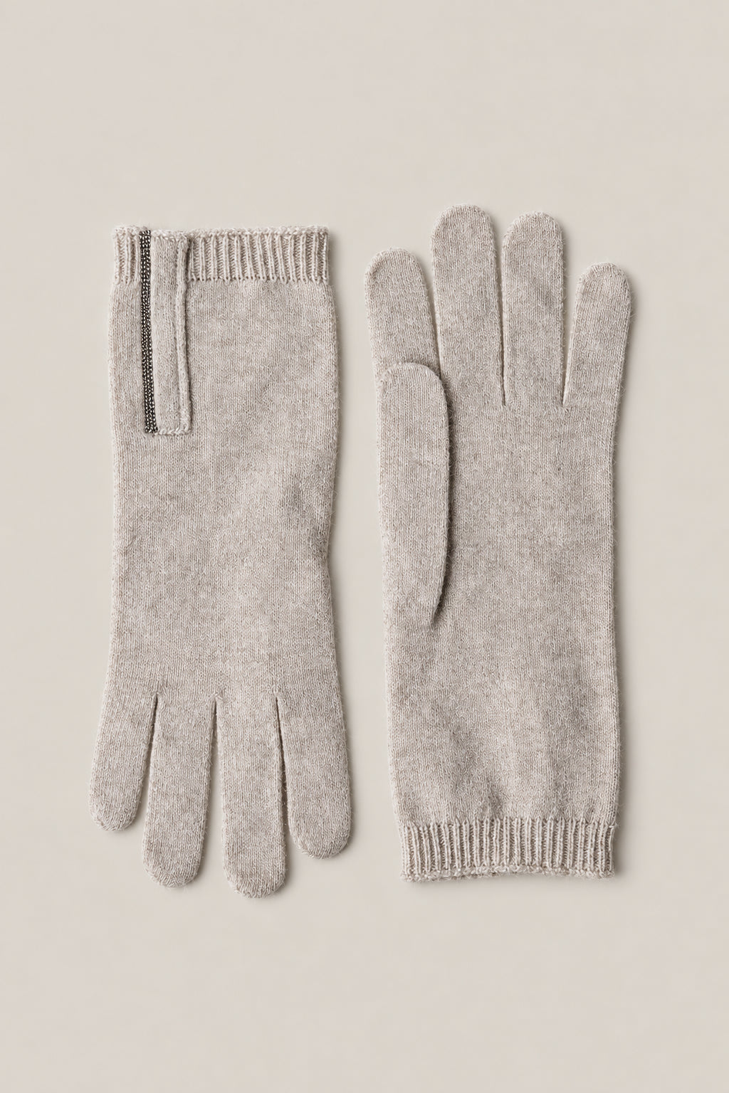 BRUNELLO CUCINELLI WOMEN'S LIGHT BEIGE WOOL KNIT GLOVES