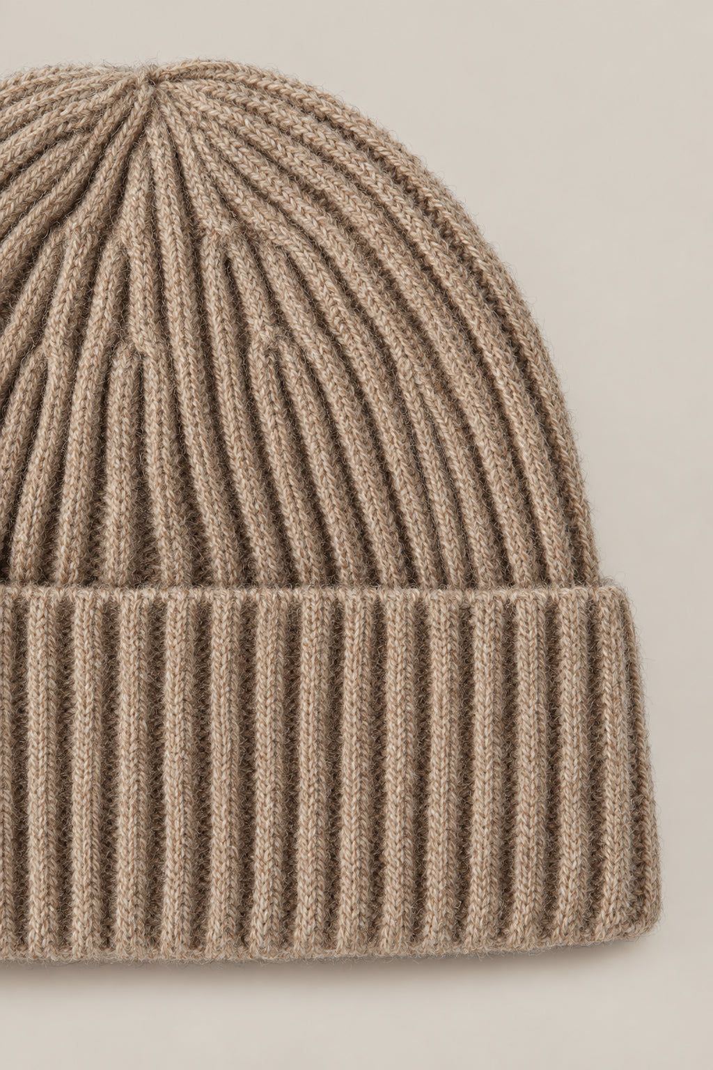 BRUNELLO CUCINELLI MEN'S MEDIUM BROWN WOOL RIBBED KNIT HAT