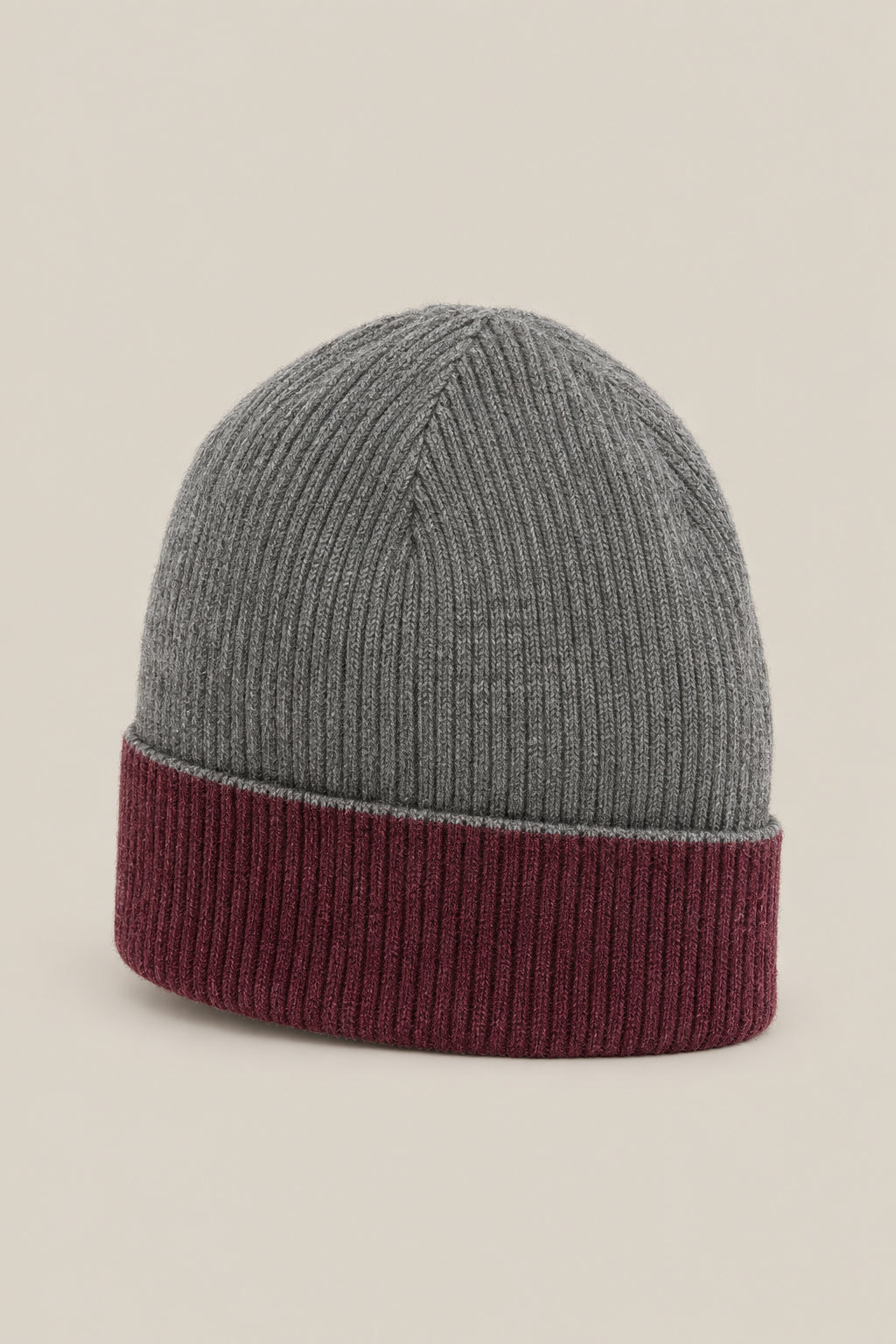 BRUNELLO CUCINELLI MEN'S DARK GREY WOOL RIBBED KNIT HAT