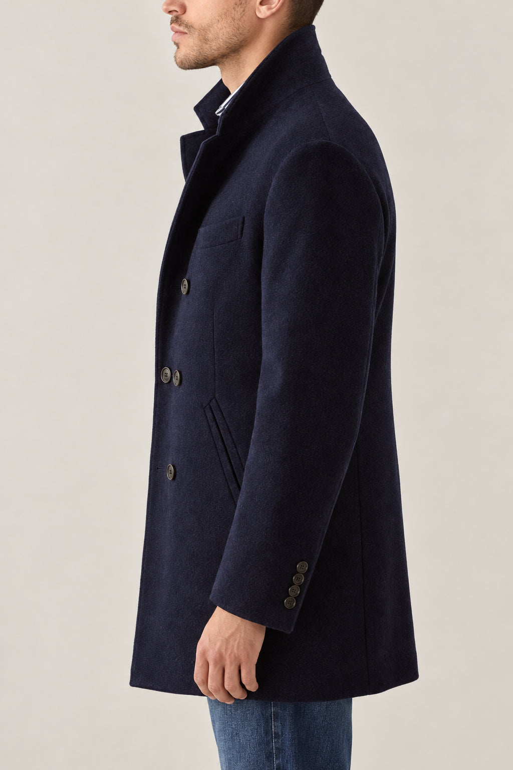 BRUNELLO CUCINELLI MEN'S COBALT WOOL DOUBLE BREASTED JACKET