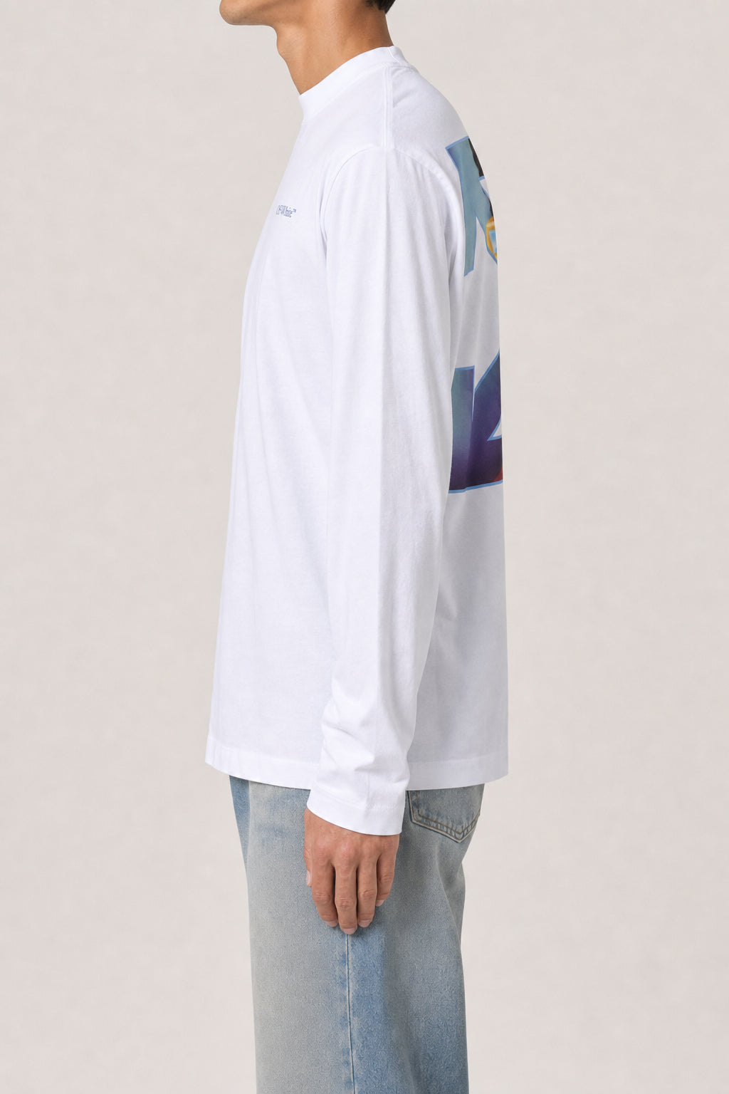 OFF-WHITE MEN'S WHITE COTTON LONG SLEEVE SHIRT