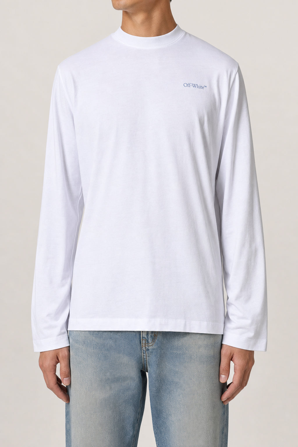 OFF-WHITE MEN'S WHITE COTTON LONG SLEEVE SHIRT