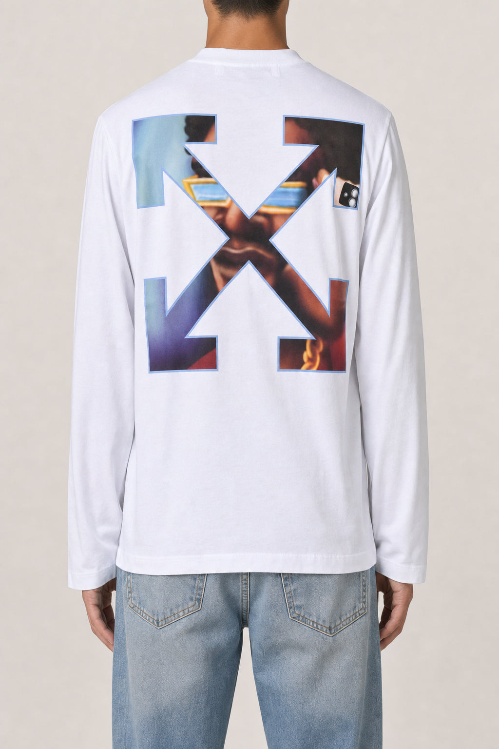 OFF-WHITE MEN'S WHITE COTTON LONG SLEEVE SHIRT