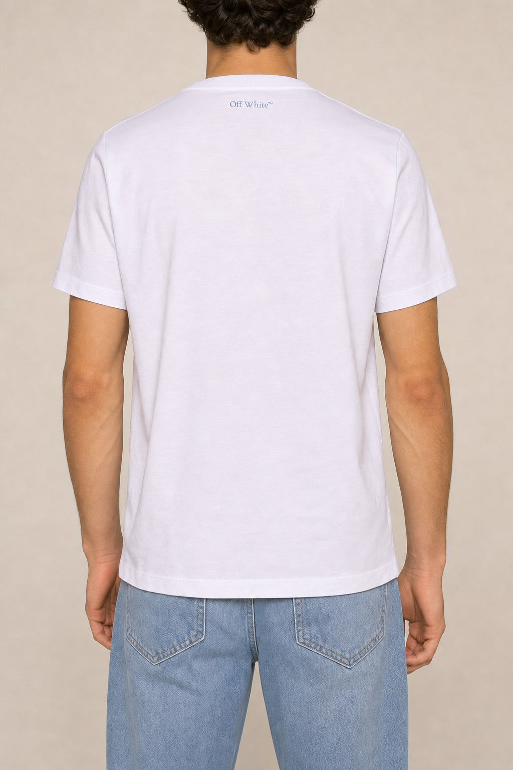 OFF-WHITE MEN'S WHITE COTTON GRAPHIC SHIRT