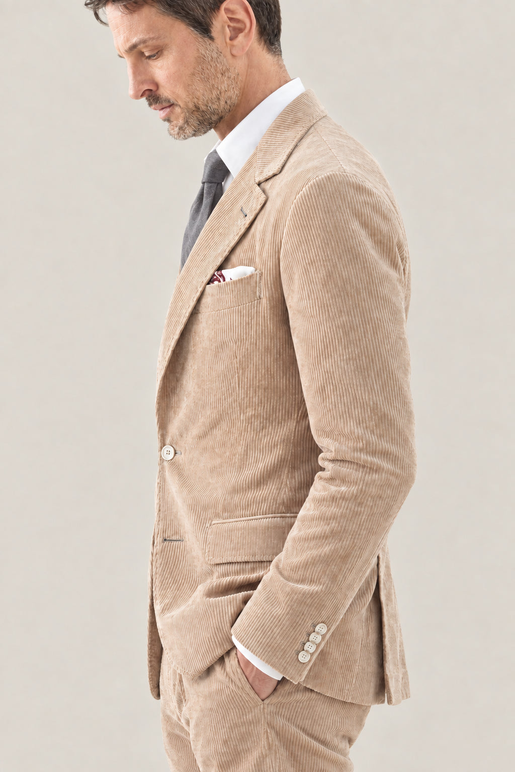 BRUNELLO CUCINELLI MEN'S CAMEL COTTON CORDUROY BLAZER