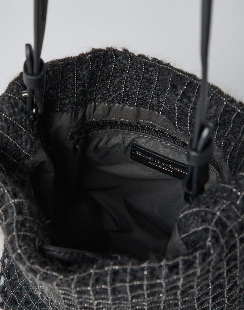 BRUNELLO CUCINELLI WOMEN'S ANTHRACITE TEXTURED SHOULDER BAG