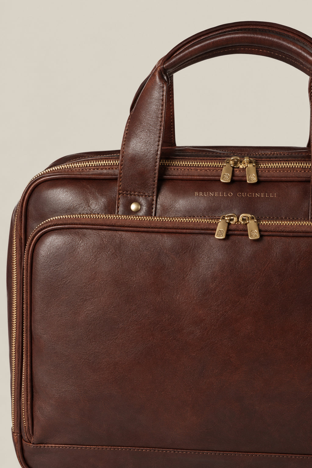 BRUNELLO CUCINELLI MEN'S BURGUNDY LEATHER BRIEFCASE