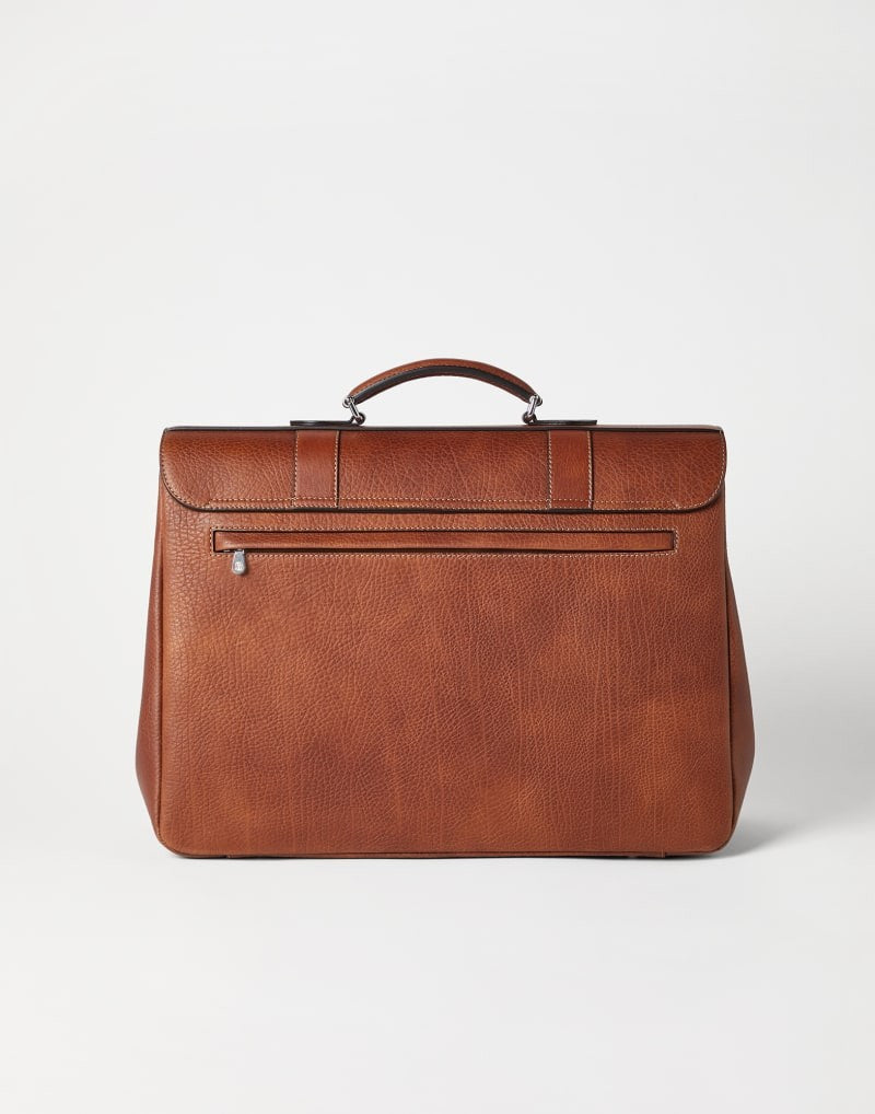 BRUNELLO CUCINELLI MEN'S COPPER LEATHER BUCKLE BAG