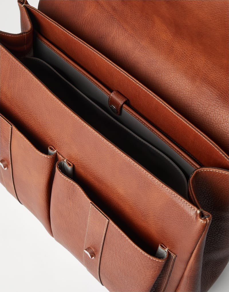 BRUNELLO CUCINELLI MEN'S COPPER LEATHER BUCKLE BAG