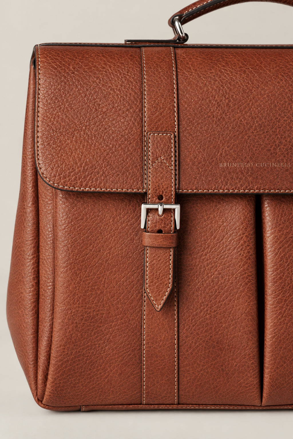 BRUNELLO CUCINELLI MEN'S COPPER LEATHER BUCKLE BAG