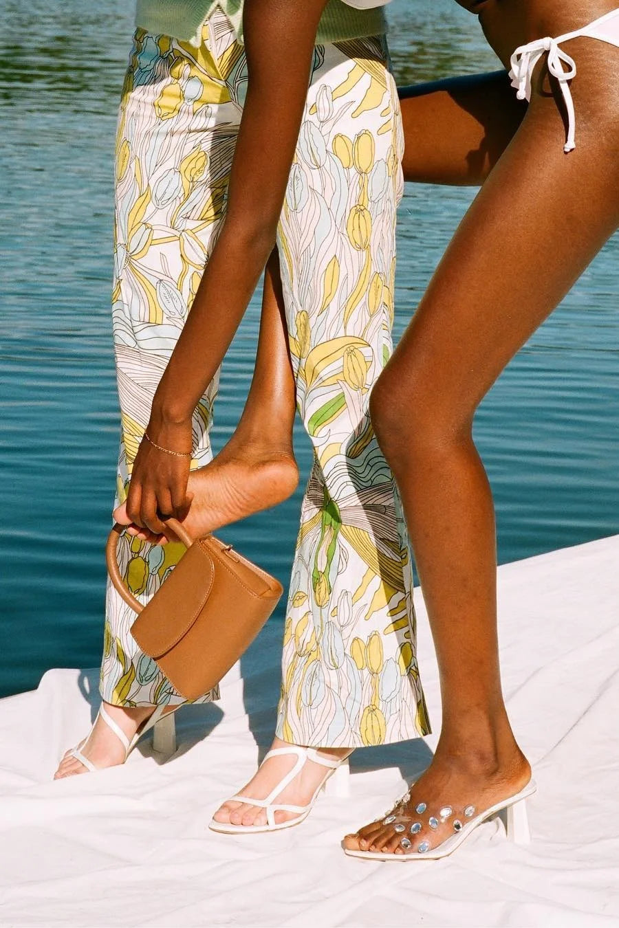 Brigette Optic White Leather Sandals