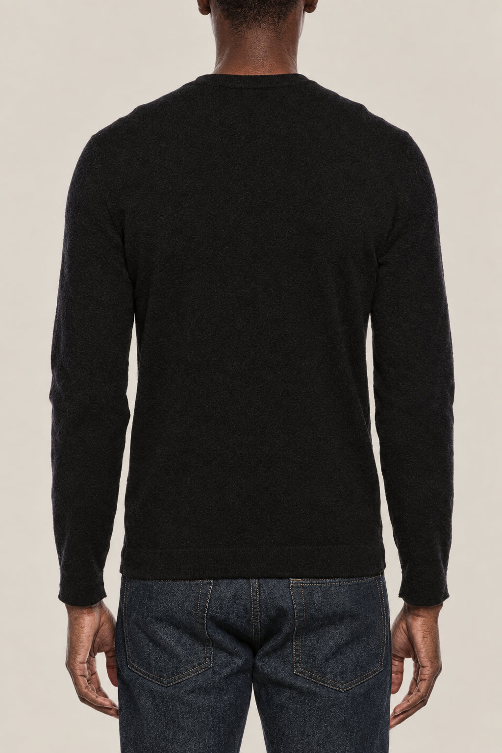 BRUNELLO CUCINELLI MEN'S BLACK WOOL CREW NECK SWEATER