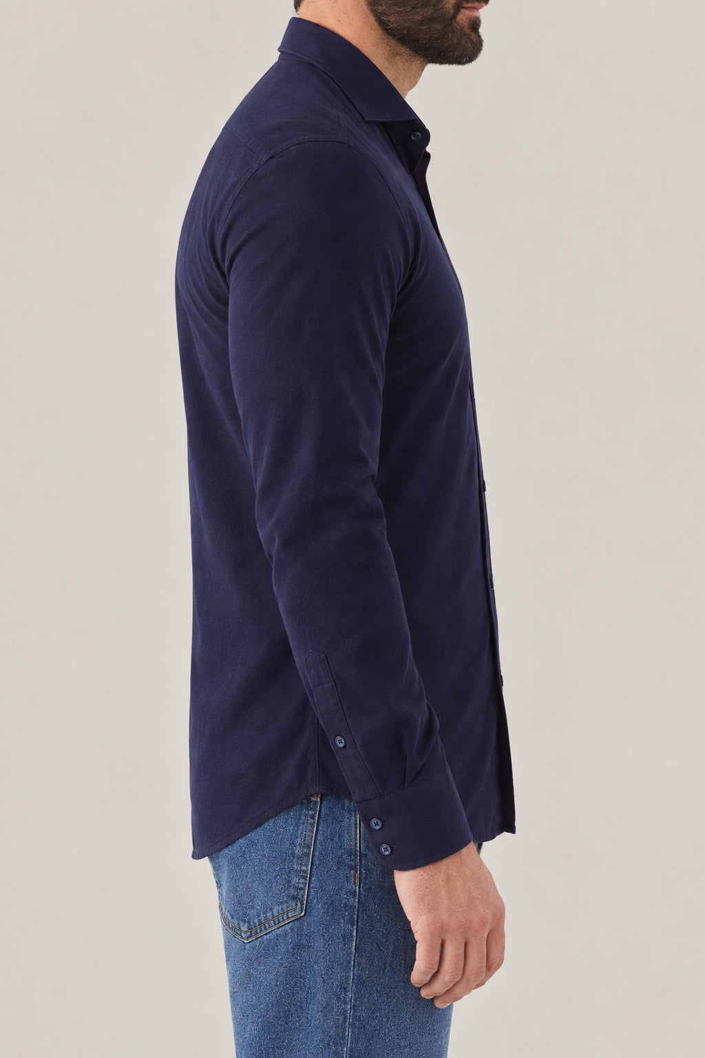 BRUNELLO CUCINELLI MEN'S NAVY COTTON BUTTON DOWN SHIRT