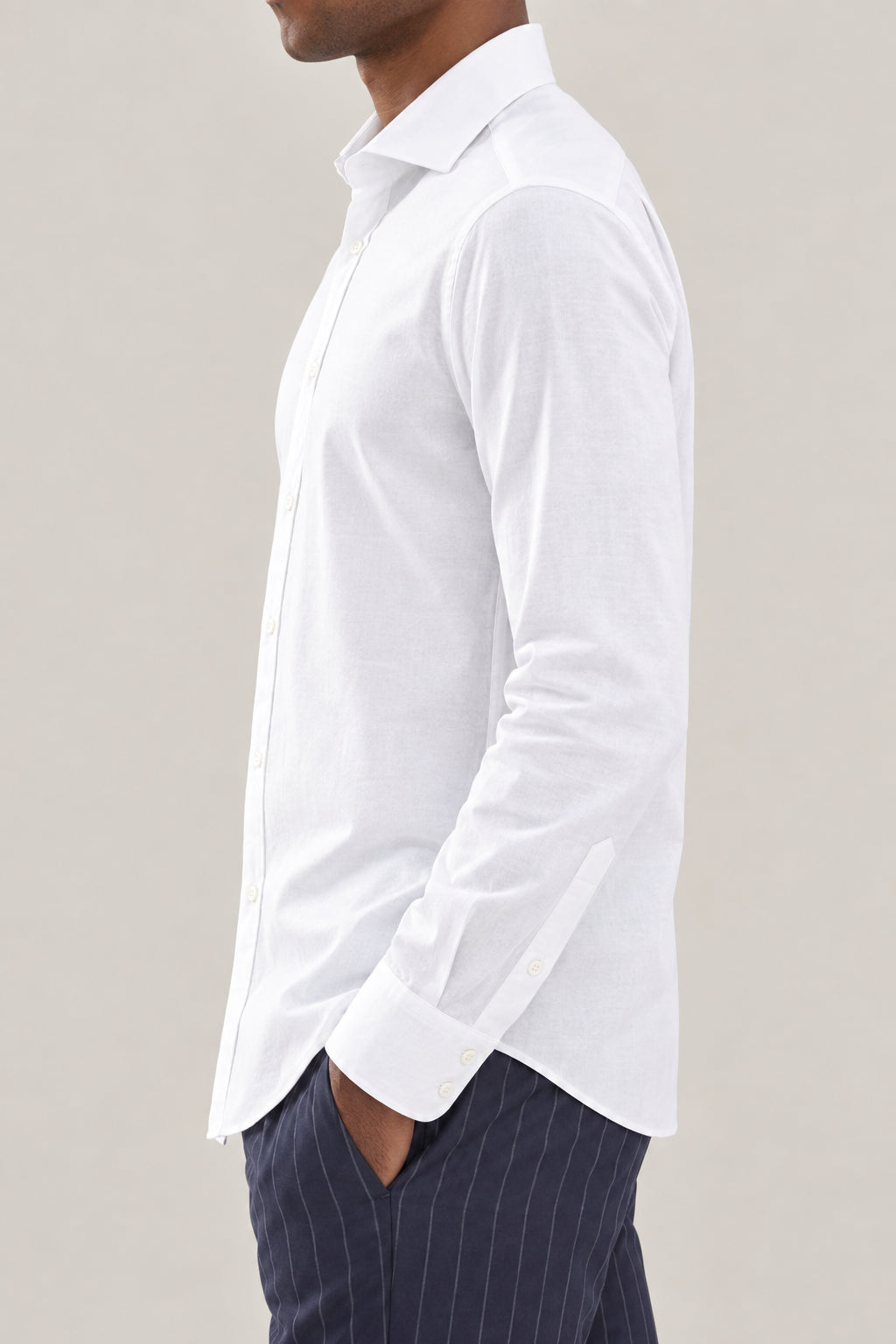 BRUNELLO CUCINELLI MEN'S WHITE COTTON BUTTON DOWN SHIRT