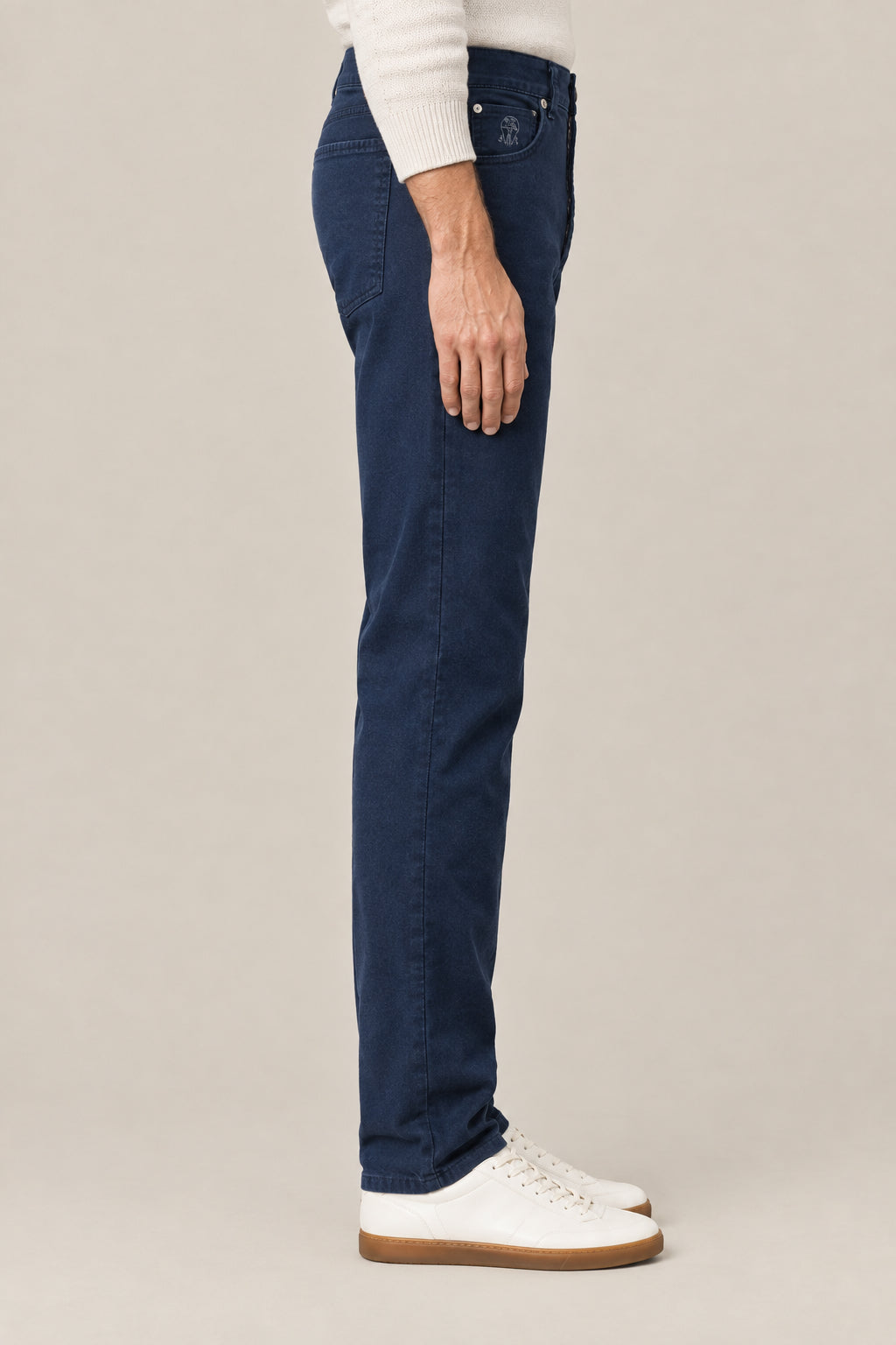 BRUNELLO CUCINELLI MEN'S DARK BLUE TAILORED TROUSERS