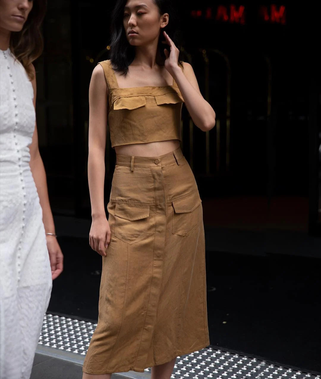 Third Form Trucker Pocket Crop Top And Trucker Paneled Skirt