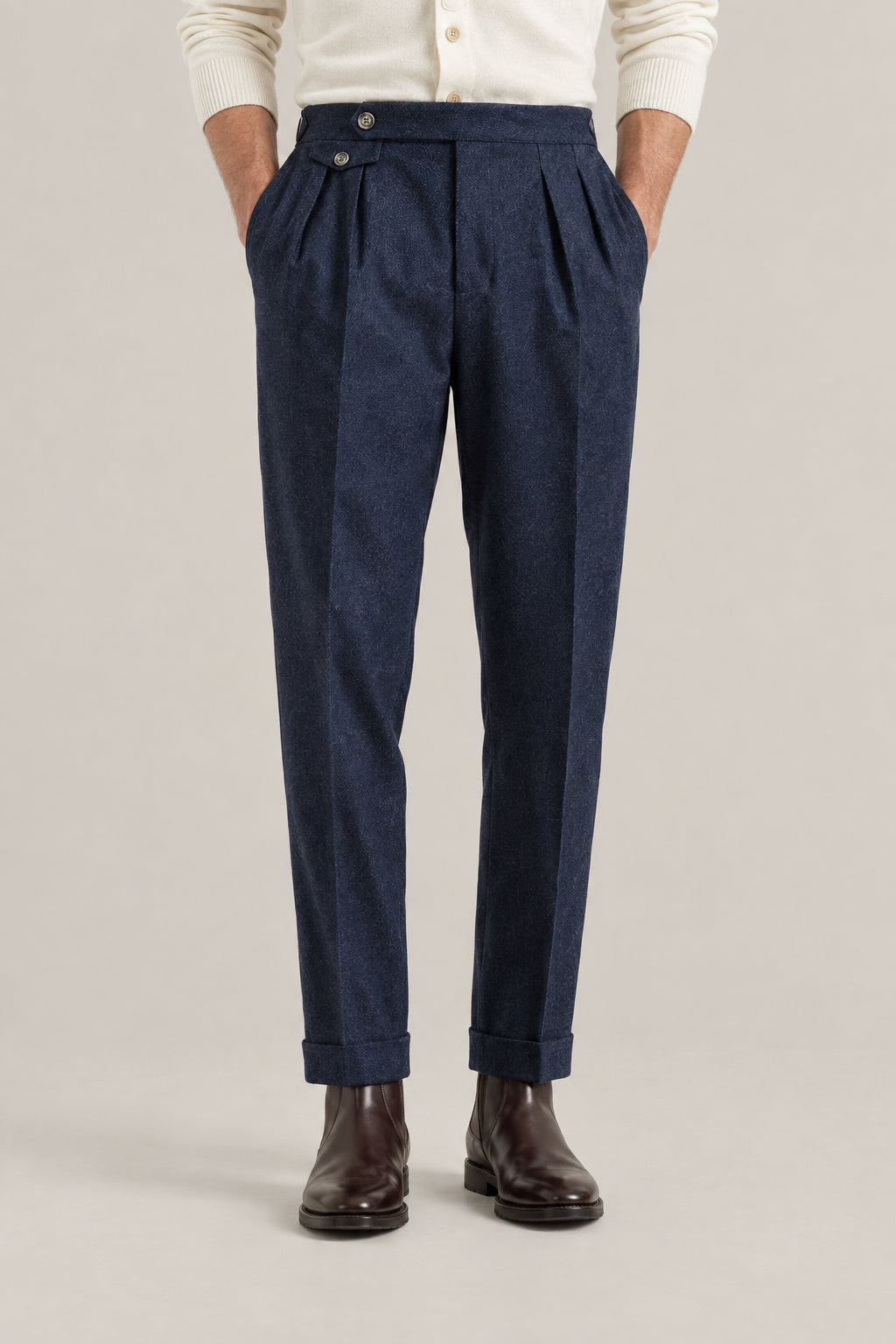 BRUNELLO CUCINELLI MEN'S NIGHT WOOL PLEATED TROUSERS