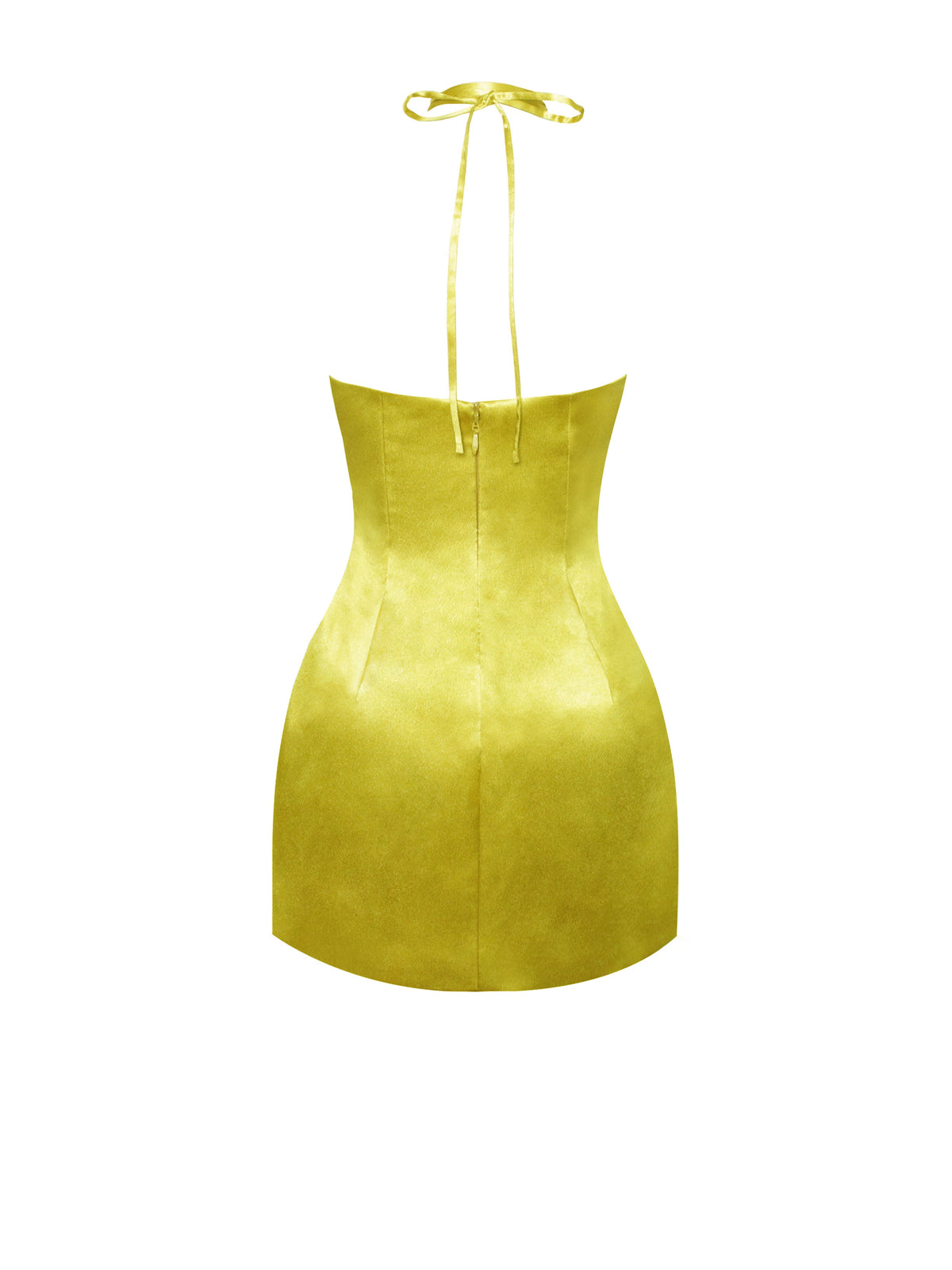 Marcia Gold Satin Strappy Halter Neck Dress (Archive Sale)
