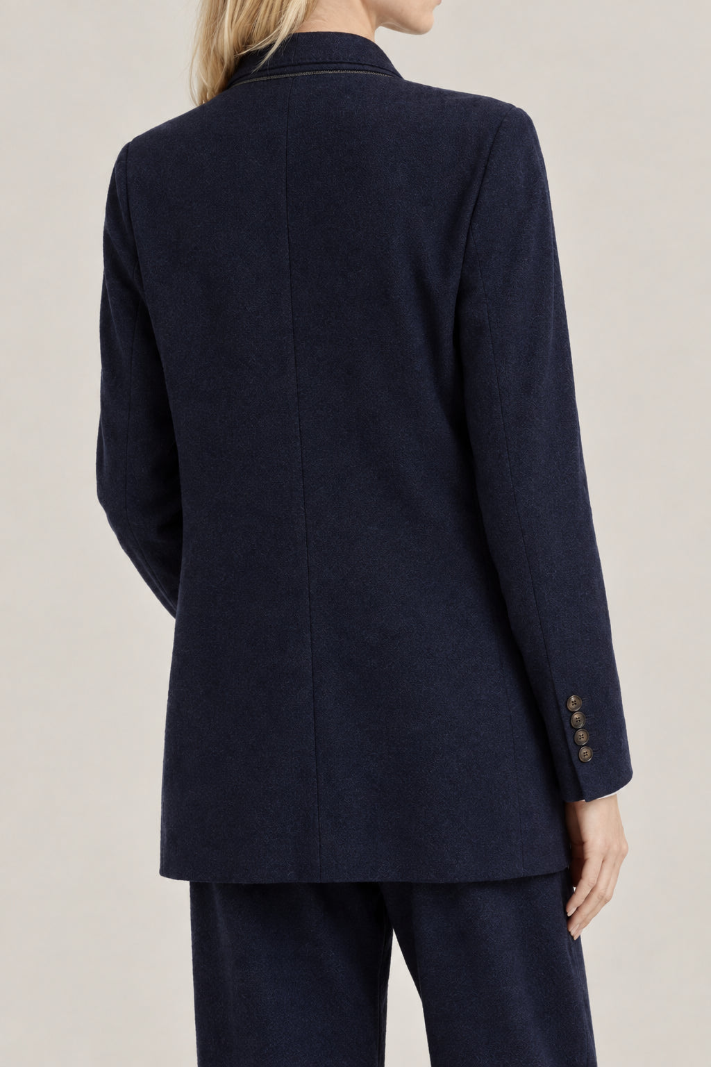BRUNELLO CUCINELLI WOMEN'S NAVY WOOL TAILORED BLAZER