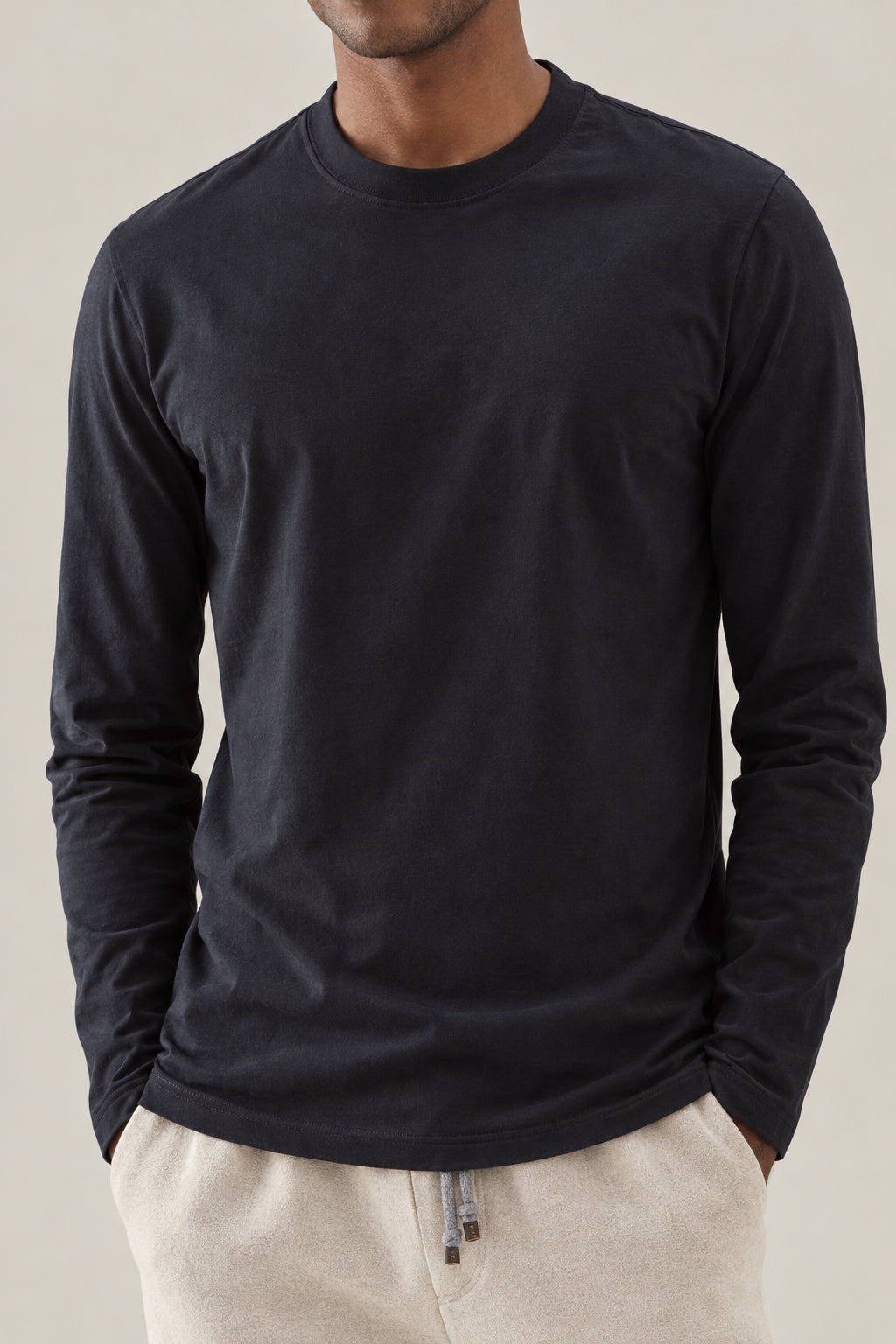 BRUNELLO CUCINELLI MEN'S BLACK LONG SLEEVE COTTON SHIRT