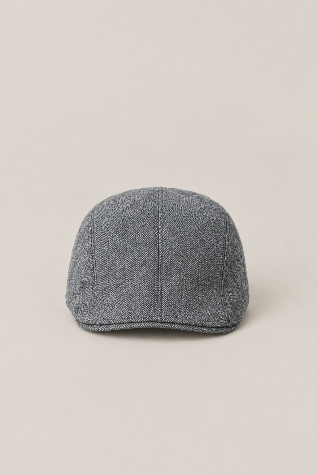 BRUNELLO CUCINELLI MEN'S MEDIUM GREY WOOL HERRINGBONE FLAT CAP HAT