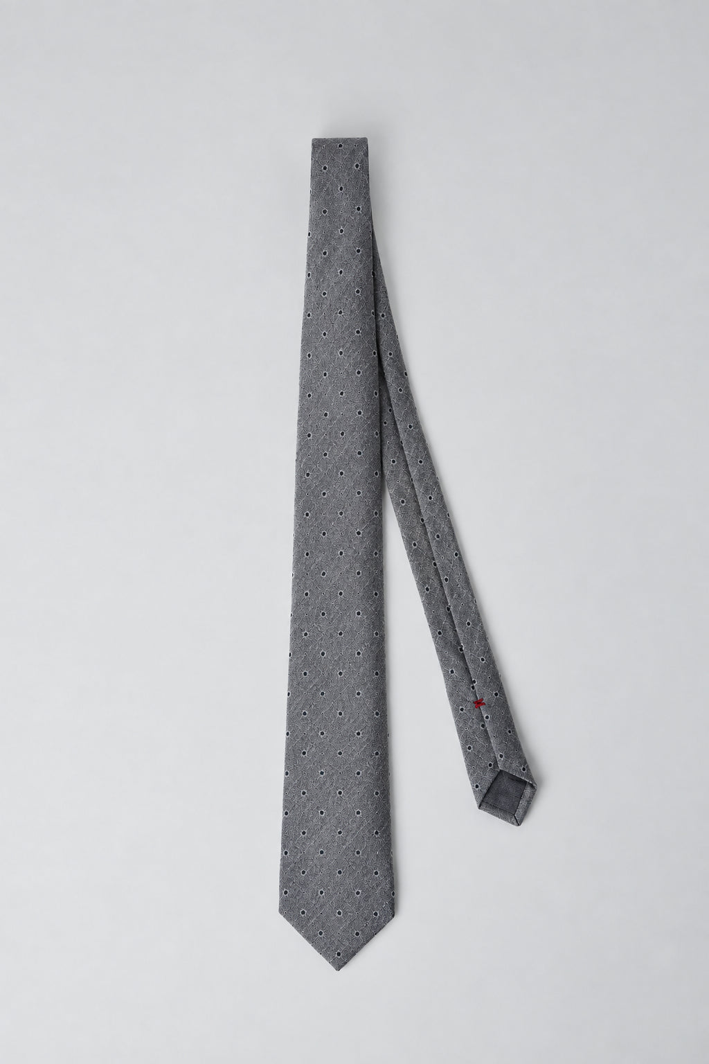 BRUNELLO CUCINELLI MEN'S GREY NAVY WOOL PATTERNED TIE
