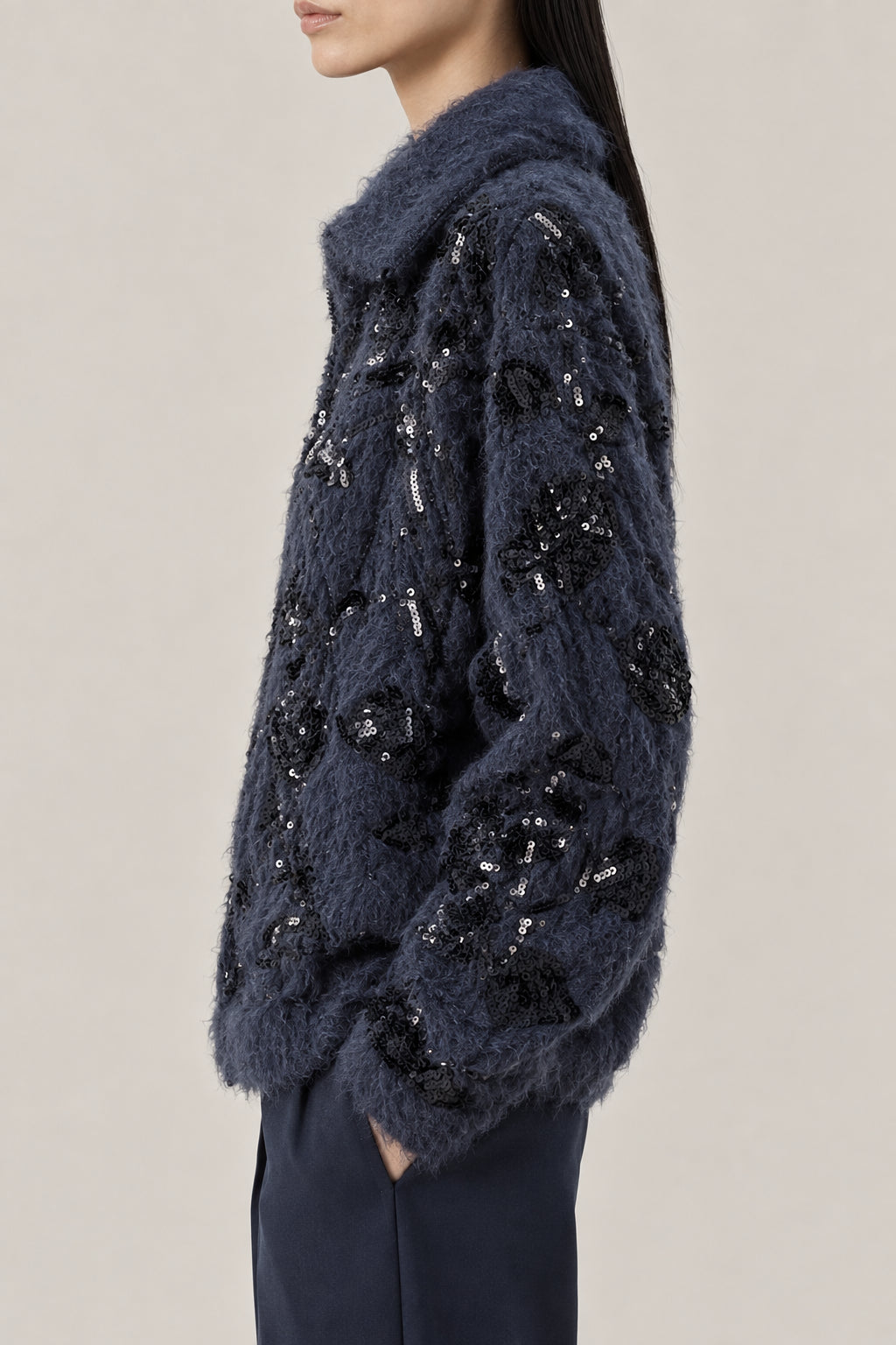 BRUNELLO CUCINELLI WOMEN'S NIGHT SKY WOOL MOHAIR EMBELLISHED SWEATER