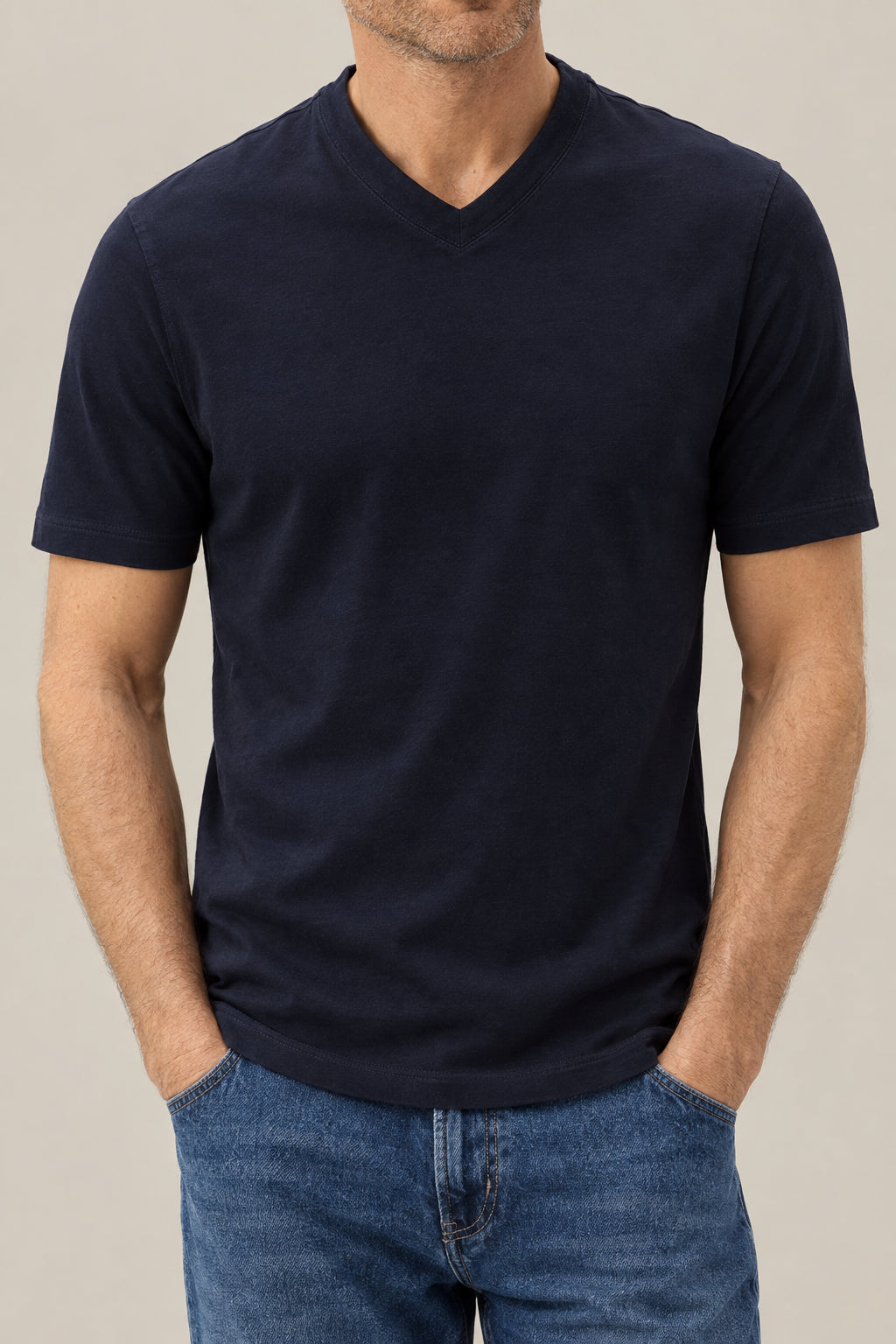 BRUNELLO CUCINELLI MEN'S NAVY SHORT SLEEVE COTTON SHIRT