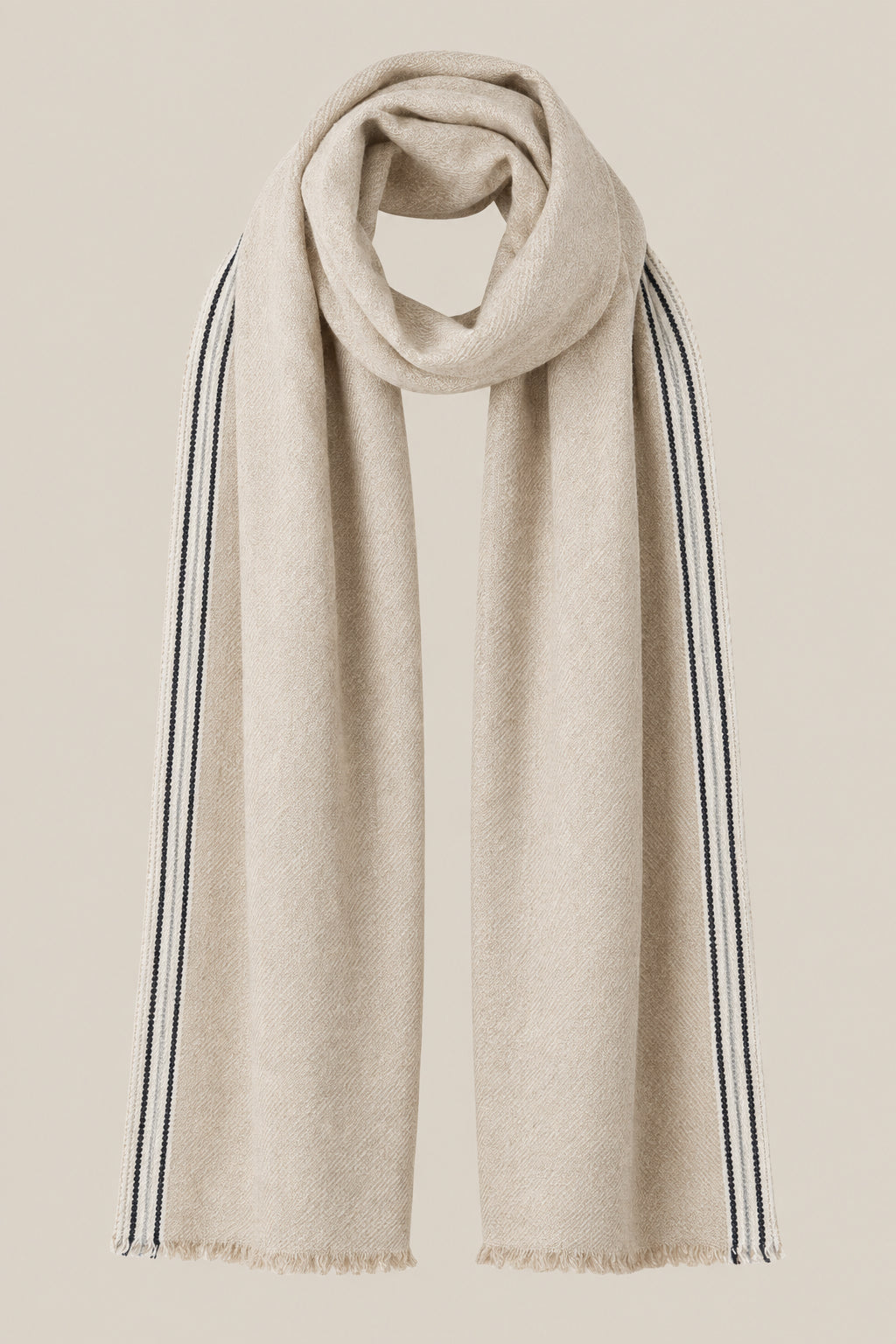 BRUNELLO CUCINELLI MEN'S BEIGE WOOL SCARF