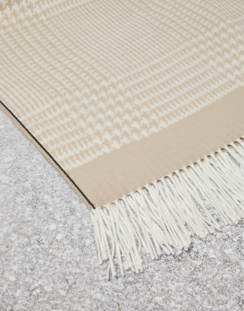 BRUNELLO CUCINELLI WOMEN'S BEIGE SILK PATTERNED SCARF