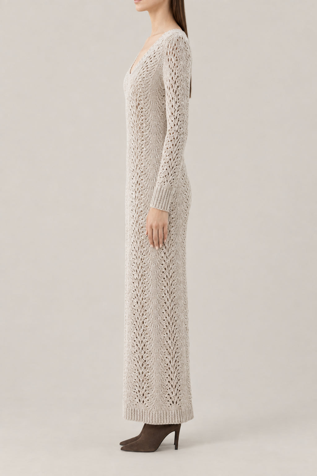 BRUNELLO CUCINELLI WOMEN'S FEATHER STRACCIATELLA KNIT MAXI DRESS