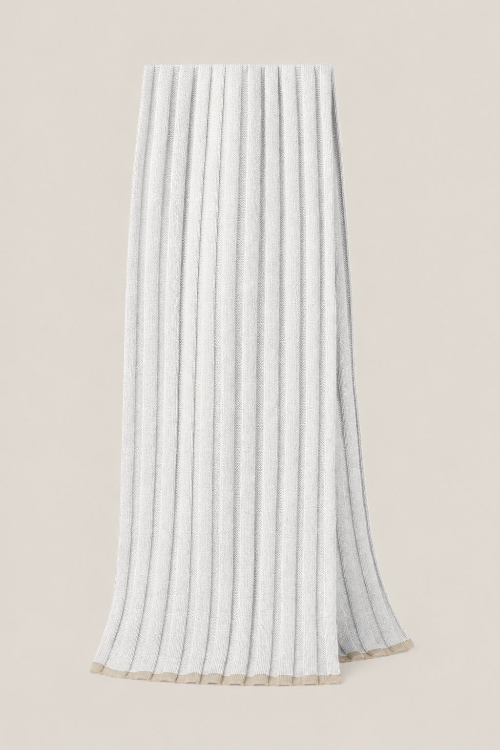 BRUNELLO CUCINELLI MEN'S WHITE RIBBED WOOL SCARF