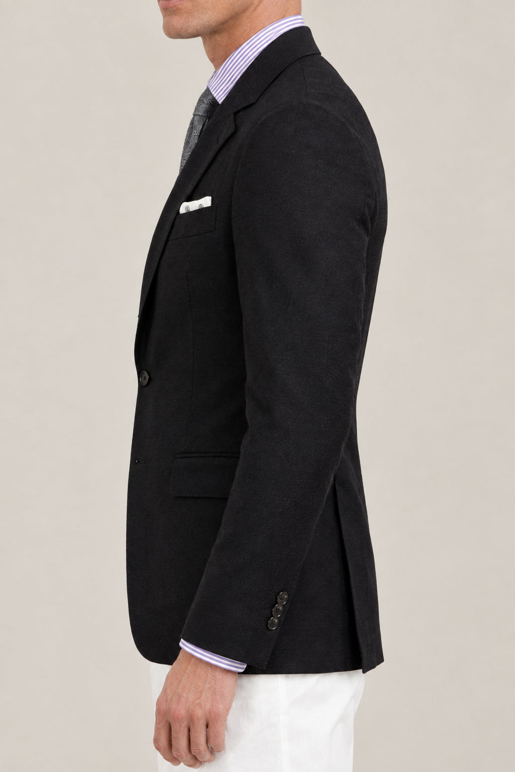 BRUNELLO CUCINELLI MEN'S BLACK WOOL TAILORED JACKET