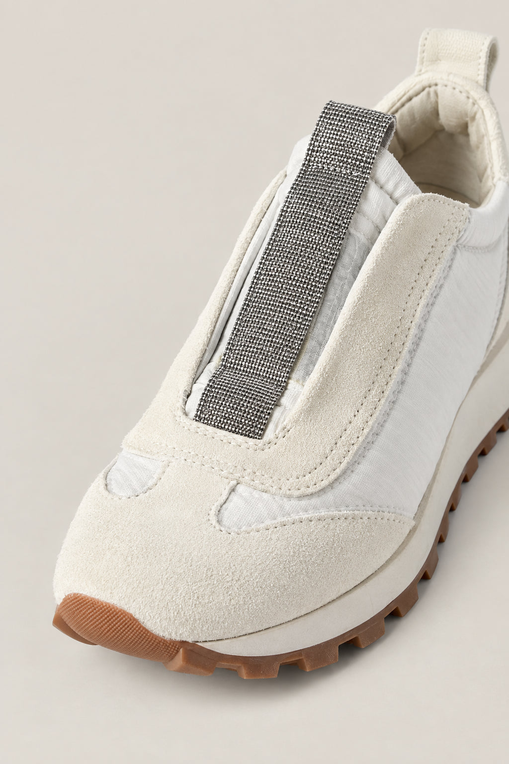 BRUNELLO CUCINELLI WOMEN'S BIANCO LEATHER SLIP ON SNEAKERS