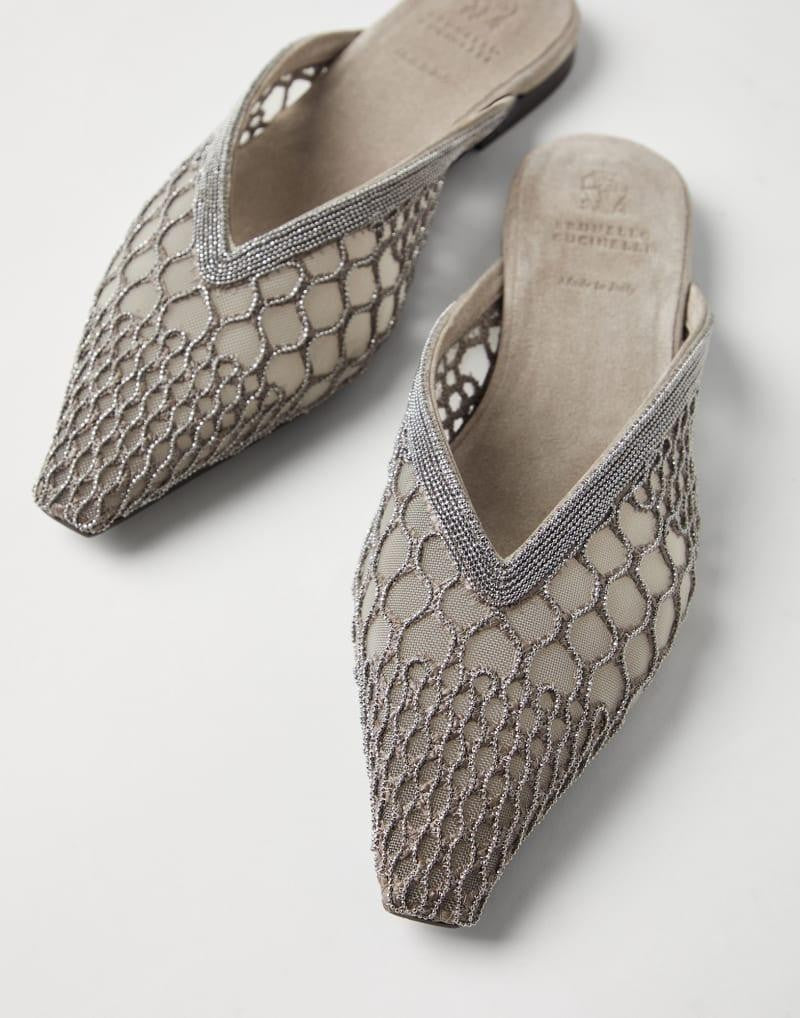 BRUNELLO CUCINELLI WOMEN'S MUD MESH POINTED TOE MULE SHOE
