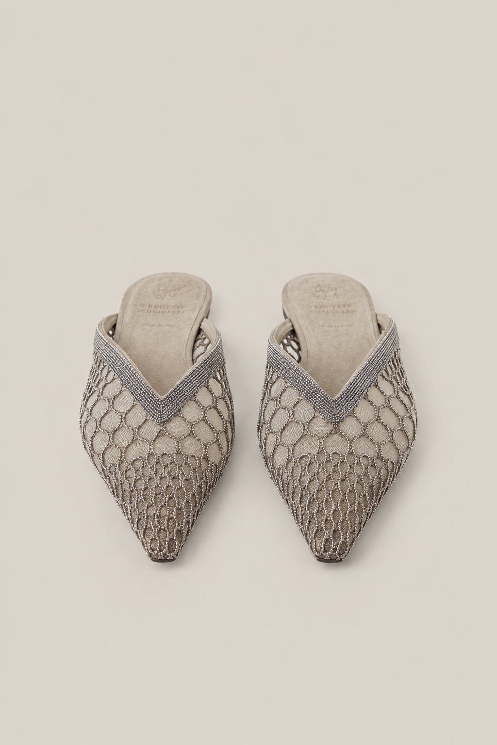 BRUNELLO CUCINELLI WOMEN'S MUD MESH POINTED TOE MULE SHOE