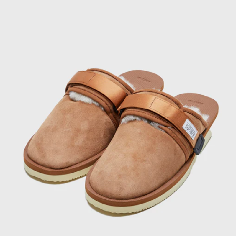 Mens | Suicoke ZAVO-M2ab Shearling-Lined Suede Mule Brown