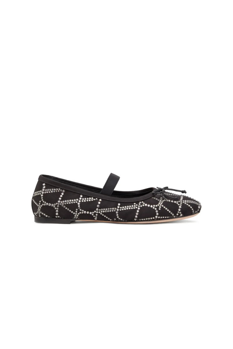 Valentino Garavani Toile Iconographe Embellished Ballerina In Black