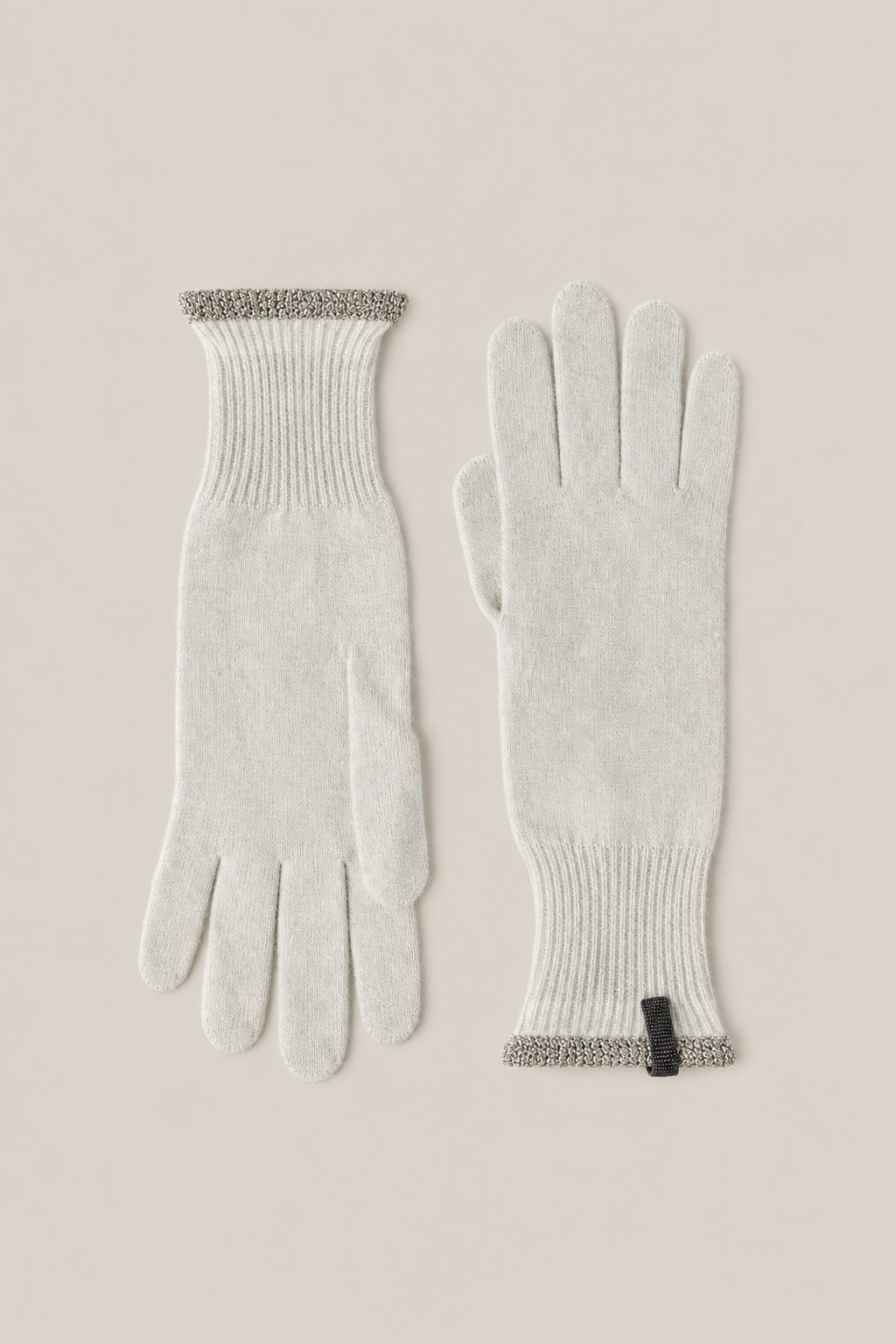 BRUNELLO CUCINELLI WOMEN'S ICE WHITE WOOL KNIT GLOVES
